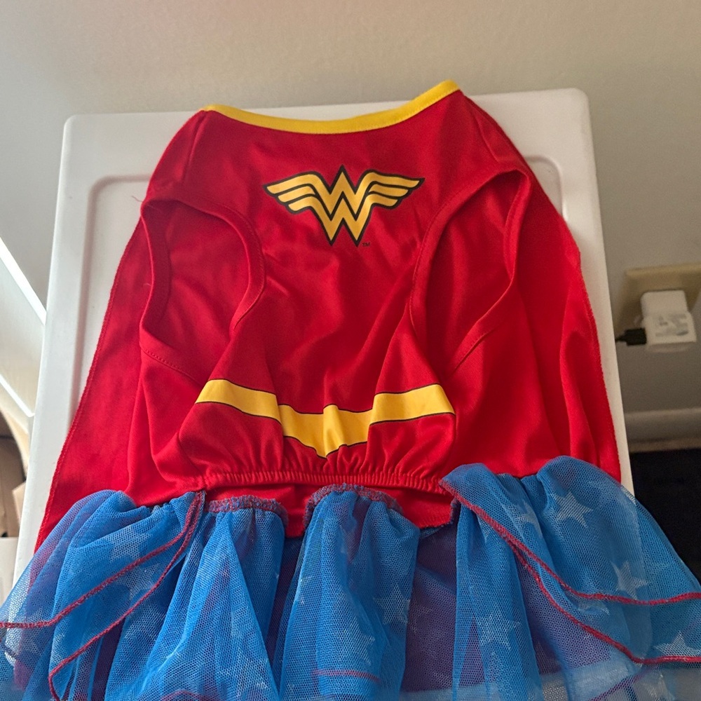 Wonder-Inspired Red and Blue Girls' Costume Dress